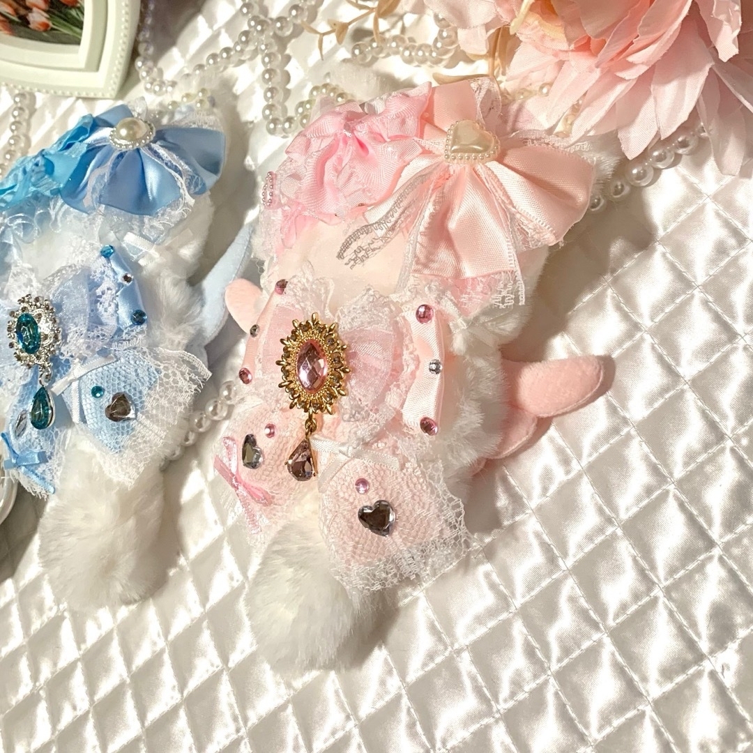 ❤︎ぬい服 着ぐるみ にじぱぺっと 10cm 白×ピンク エンジェルねこちゃん❤︎ ハンドメイドのぬいぐるみ/人形(ぬいぐるみ)の商品写真