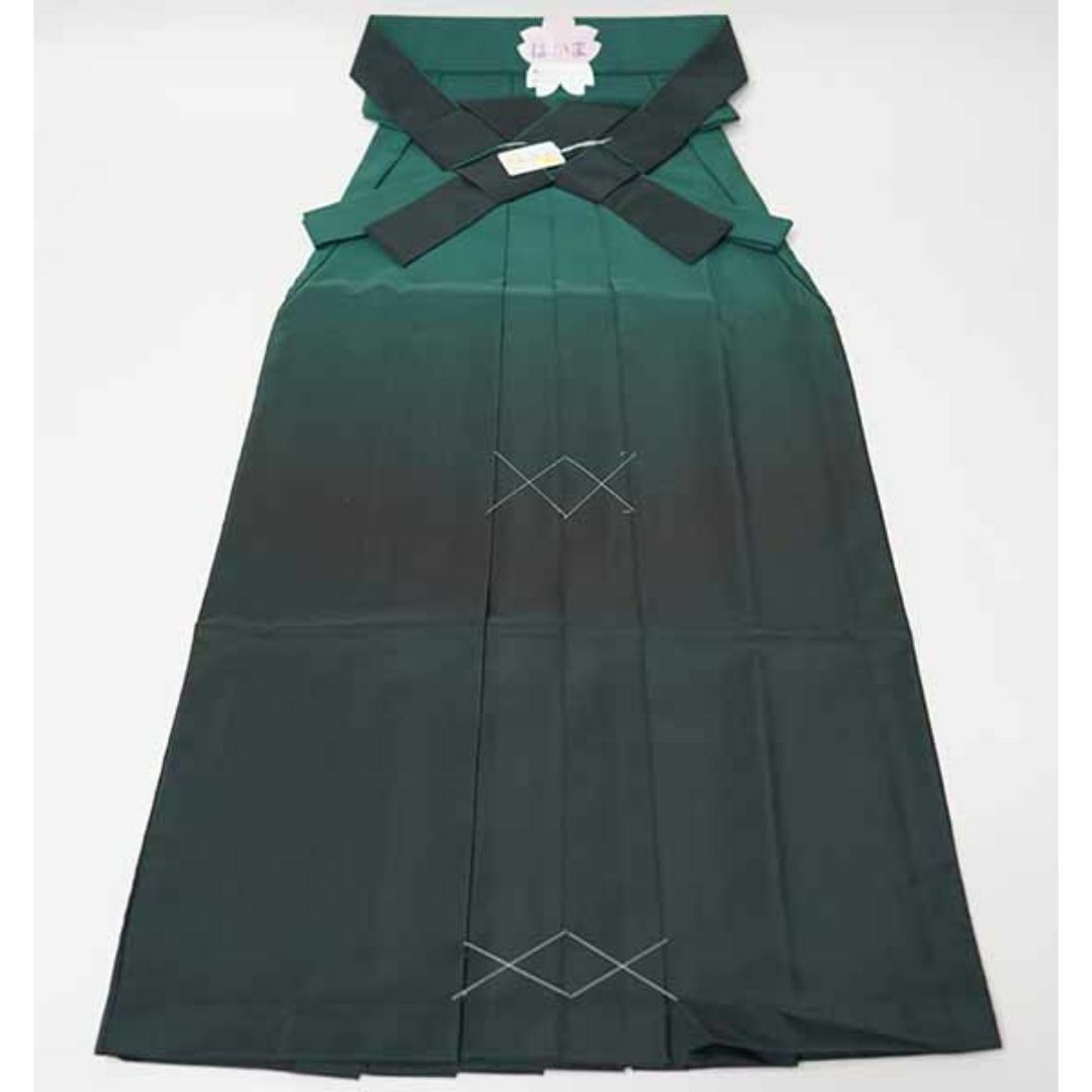 袴 単品 無地袴 女性用 行灯袴 暈し 袴下95cm 深緑×黒 ヘラあり