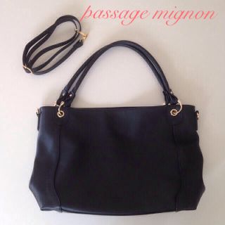 パサージュミニョン(passage mignon)の【美品】passage mignon バッグ 黒／2wayバッグ(トートバッグ)