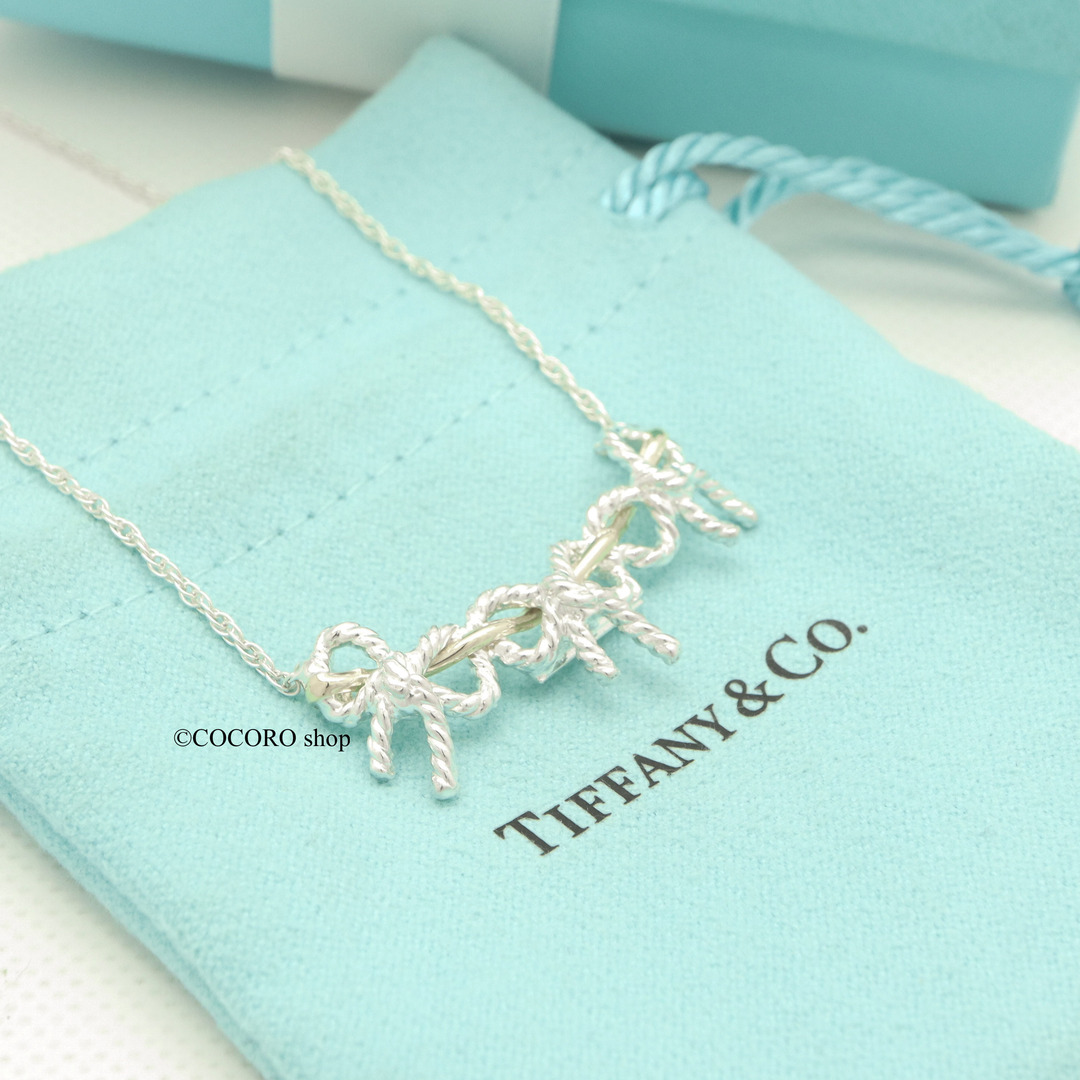 美品】 TIFFANY&Co. トリプル リボン ツイスト コンビ ネックレス 美品】 TIFFANY&Co. トリプル リボン ツイスト コンビ ネックレス
