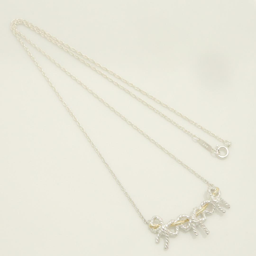 美品】 TIFFANY&Co. トリプル リボン ツイスト コンビ ネックレス 美品】 TIFFANY&Co. トリプル リボン ツイスト コンビ ネックレス