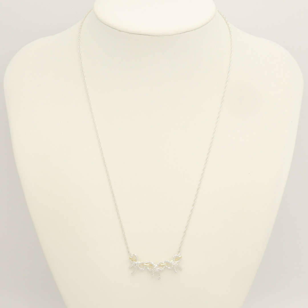 美品】 TIFFANY&Co. トリプル リボン ツイスト コンビ ネックレス 美品】 TIFFANY&Co. トリプル リボン ツイスト コンビ ネックレス
