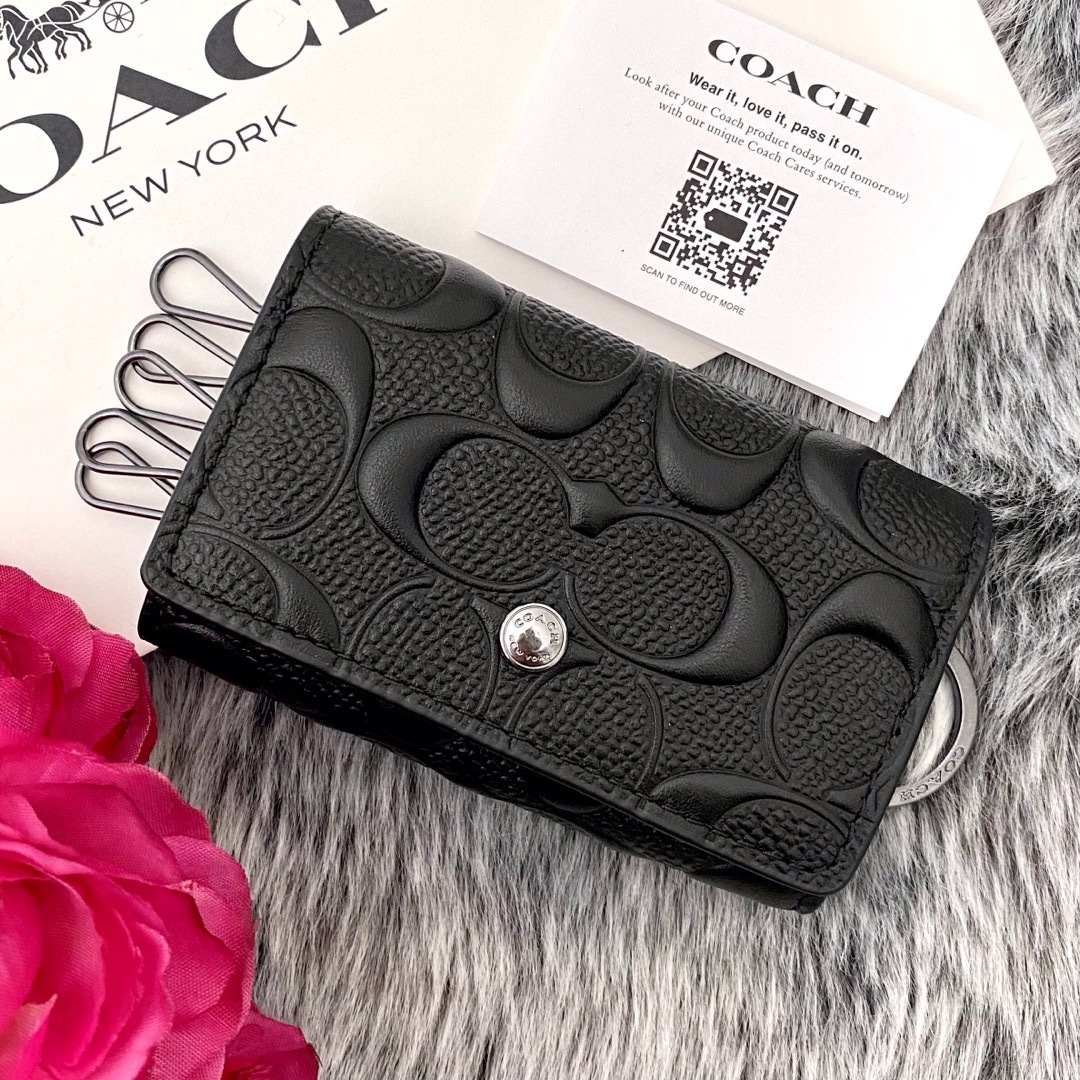 COACH - 新品☆COACH キーケース メンズ ブラック エンボス COACH - 新品☆COACH キーケース メンズ ブラック エンボス