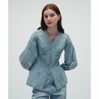 アダムエロペファム(ADAM ET ROPE' FEMME)の【サックス（48）】フロントホックデニムブラウス(シャツ/ブラウス(長袖/七分))