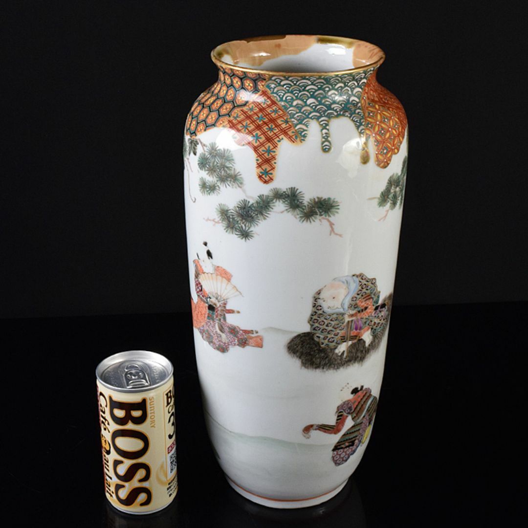 九谷焼 古九谷 色絵金彩 山水人物文瓶 V R8111 九谷焼 古九谷 色絵金彩 山水人物文瓶 V R8111