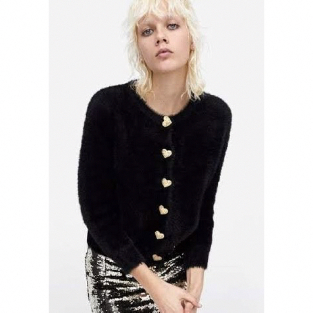 ZARA - 美品 ZARA ザラ ニット カーディガン ハート 金ボタン ZARA - 美品 ZARA ザラ ニット カーディガン ハート 金ボタン