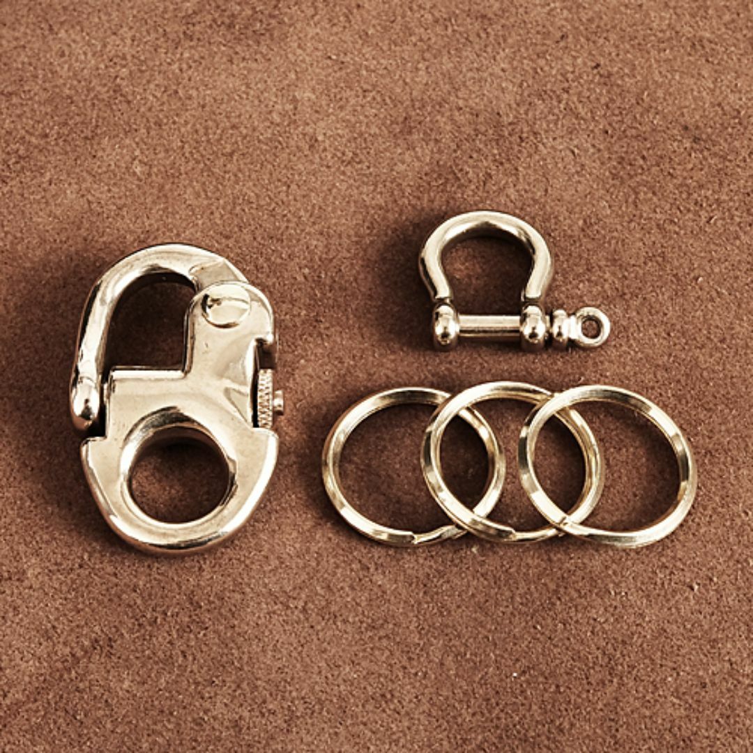 真鍮 スナップシャックル キーホルダー(リング3個)ブラス 金具 真鍮 スナップシャックル キーホルダー(リング3個)ブラス 金具