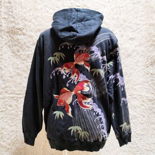 絡繰魂 - 絡繰魂 ベロア 別珍 スカジャン 黒 金 和柄 刺繍 大日 絡繰魂 - 絡繰魂 ベロア 別珍 スカジャン 黒 金 和柄 刺繍 大日