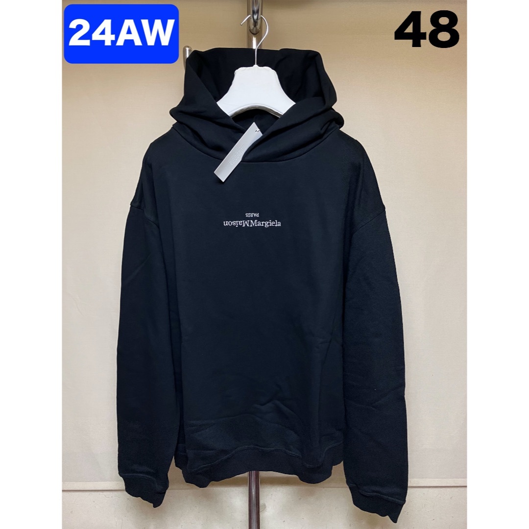 Maison Margiela（旧Maison Martin Margiela） - 新品 48 マルジェラ 24aw 反転ロゴ パーカー 黒白 7106