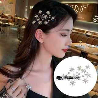雪の結晶のようなヘアクリップ❤️クリスマス　パーティ　お子様にも　シルバー(バレッタ/ヘアクリップ)