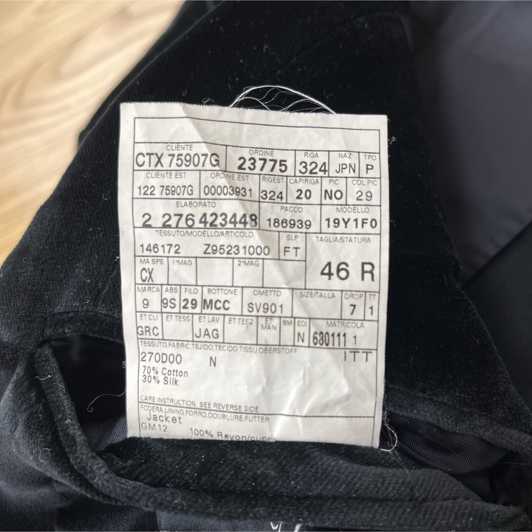 極美 グッチ ステッチ加工 ベロア テーラードジャケット 46 M相当 黒 極美 グッチ ステッチ加工 ベロア テーラードジャケット 46 M相当 黒