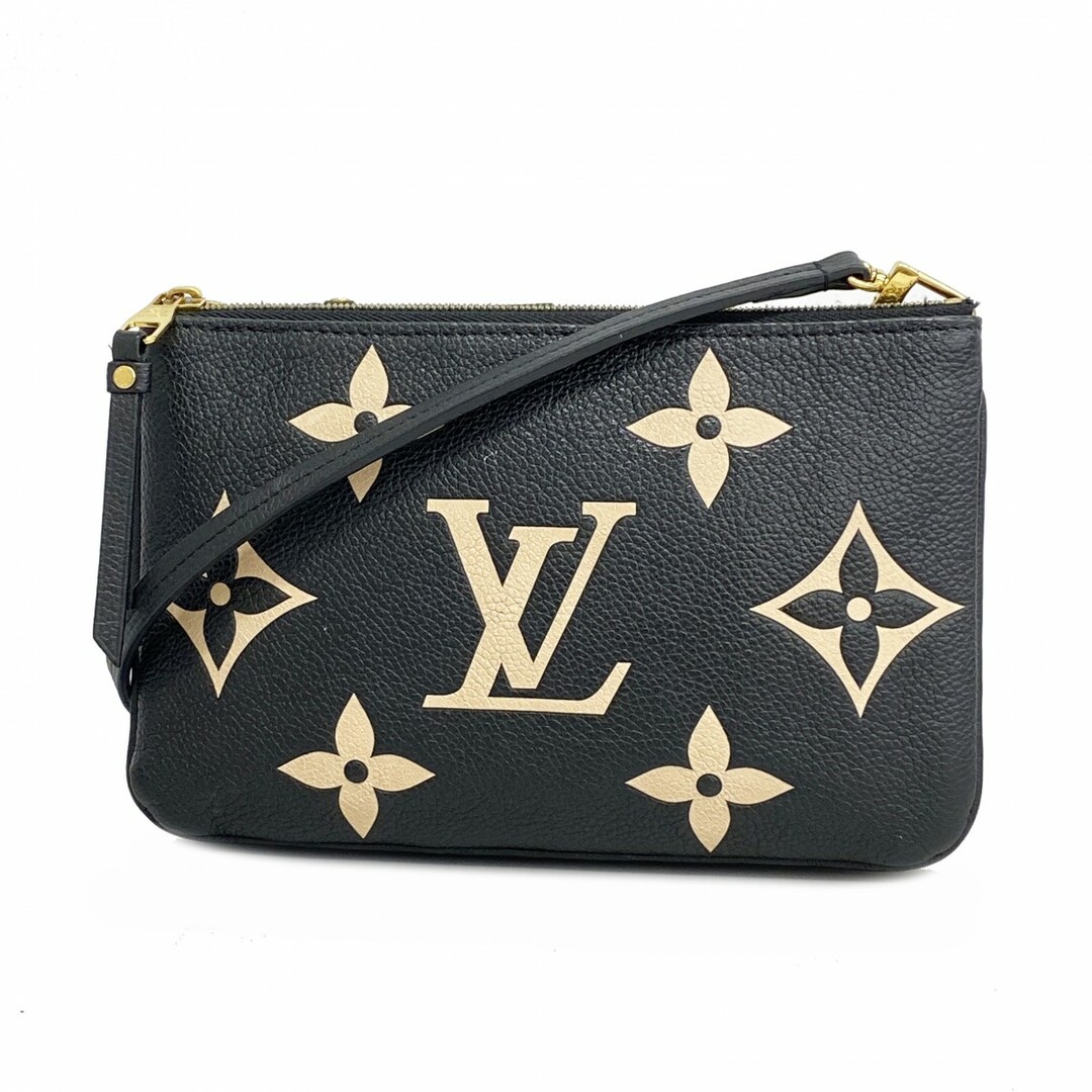LOUIS VUITTON - 【4te4901】ルイヴィトン ショルダーバッグ モノグラム・アンプラント バイカラー ポシェットドゥーブルジップ M80787 ブラック ベージュ【中古】レディース