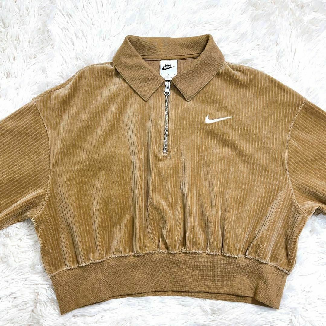 NIKE ハーフジップ クロップド トップス ベロア コーデュロイ NIKE ハーフジップ クロップド トップス ベロア コーデュロイ