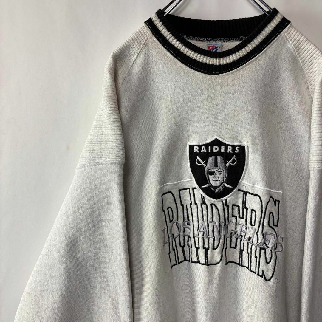 USA製 レイダース スウェットトレーナー Lサイズ 刺繍ロゴ NFL 古着 USA製 レイダース スウェットトレーナー Lサイズ 刺繍ロゴ NFL 古着