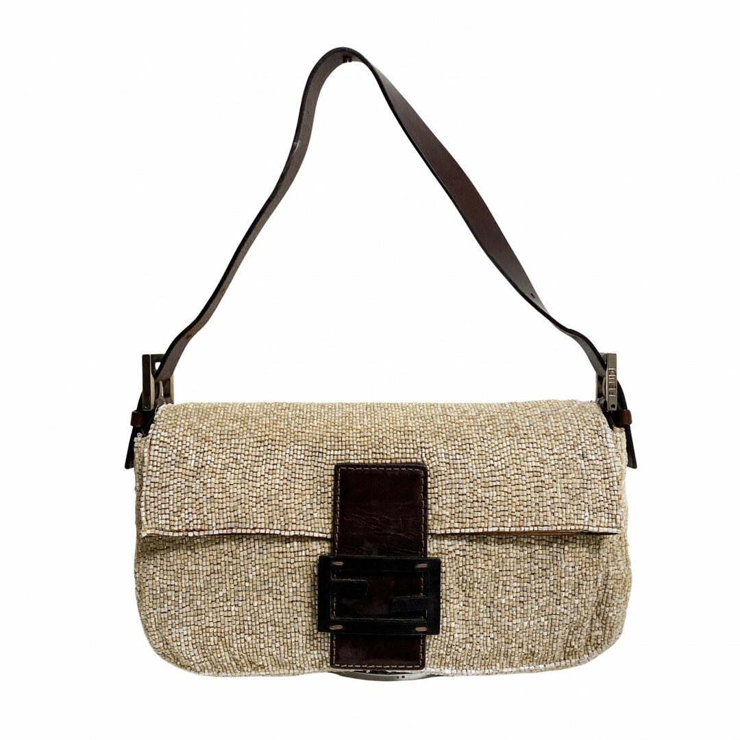 FENDI - 【FENDI / フェンディ】バゲット レザー×ビーズ ショルダーバッグ ブラウン