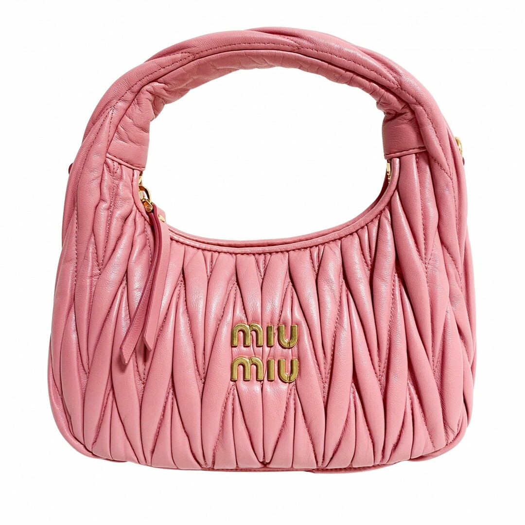MIU MIU - 【MIU MIU / ミュウ ミュウ】マテラッセ ワンダー レザー 2Way ハンドバッグ ピンク 5BC125