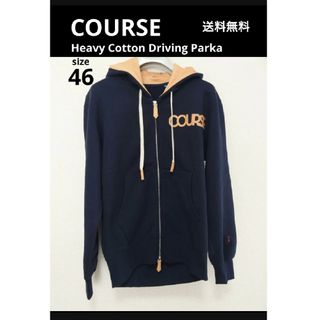定価4.9万 COURSE コース レザー切替ジップパーカー フーディー 46(パーカー)