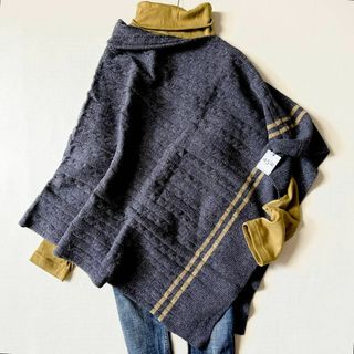 45R - 【美品】 45R ku・Ra・siバンダナ刺繍ポンチョ 花柄 45R - 【美品】 45R ku・Ra・siバンダナ刺繍ポンチョ 花柄