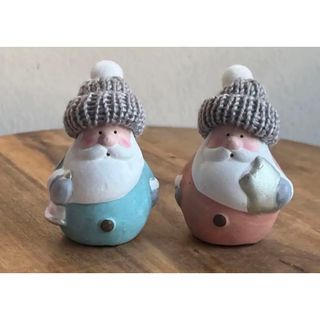 【新品】サンタの置物(2つ)(置物)