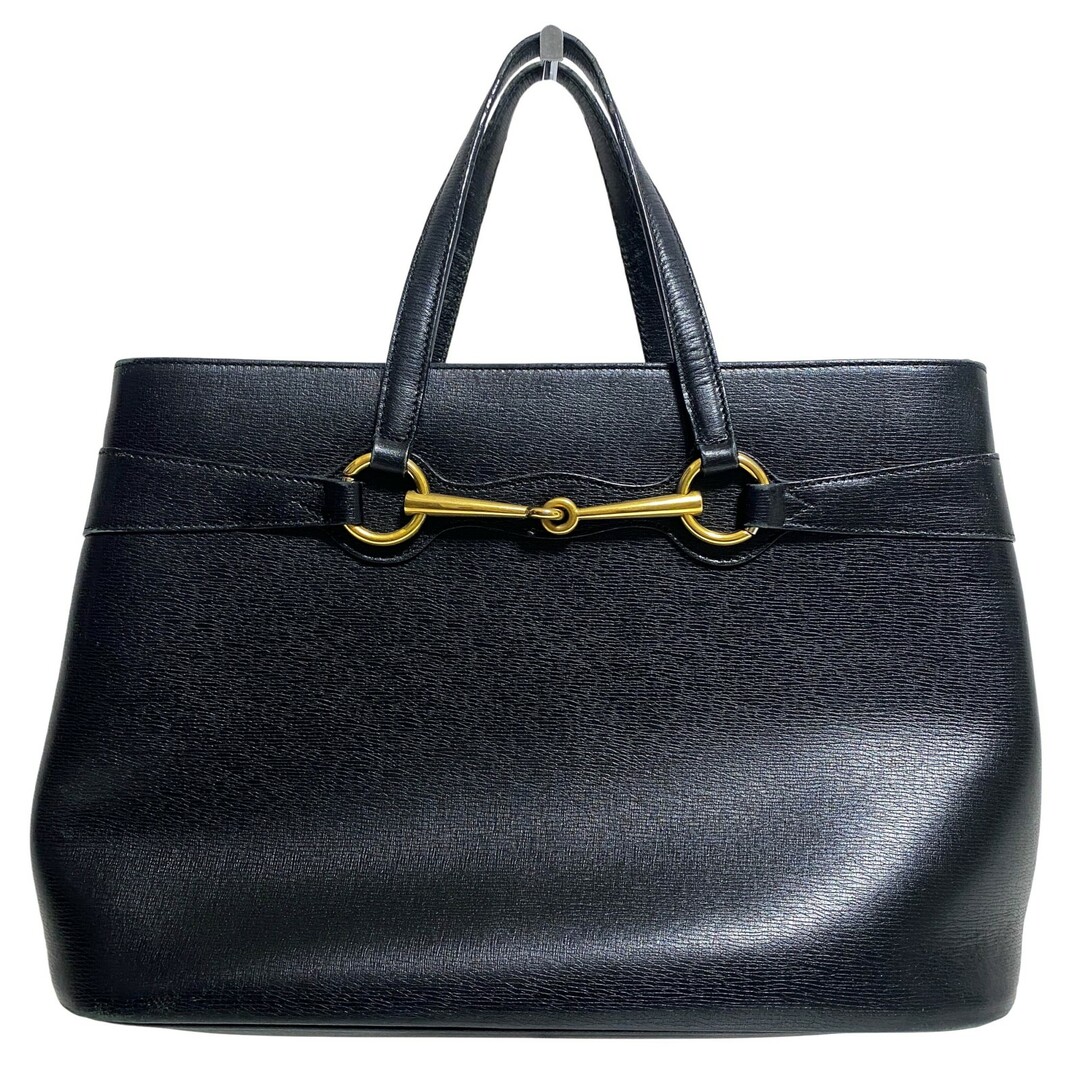 GUCCI - 【GUCCI / グッチ】ホースビット レザー トート ハンドバッグ ブラック