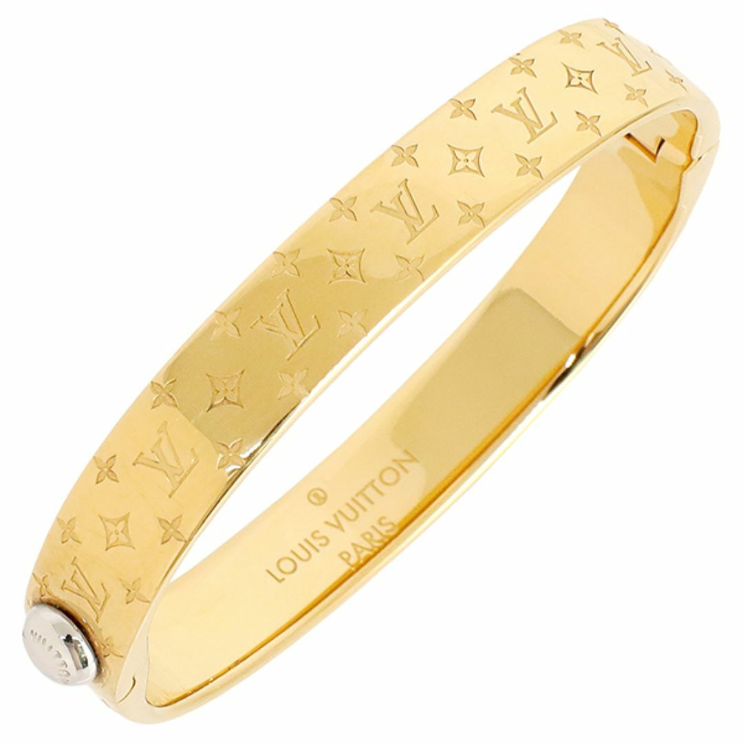 LOUIS VUITTON - ルイヴィトン カフナノグラム Sサイズ ゴールド シルバー ブレスレット バングル モノグラム 腕輪 アクセサリー 小物 レディース メタル GP 美品 h-l100