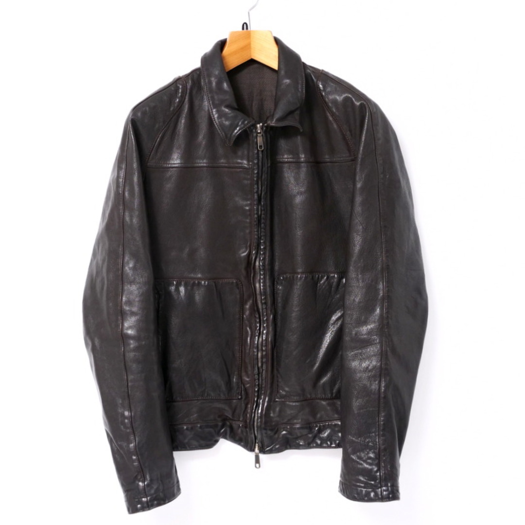 SANTACROCE - ■美品■SANTACROCE サンタクローチェ ジャケット サイズS バッファロー レザージャケット ジップアップジャケット ダークブラウン イタリア製 ブランド古着【中古】20241126/RA2006