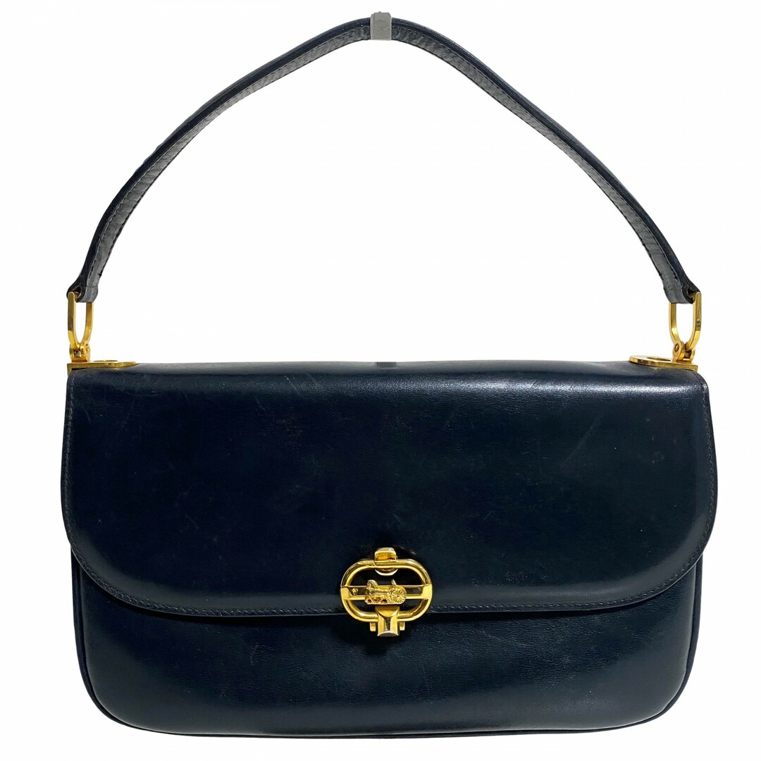 CELINE - 【CELINE / セリーヌ】黒 レザー 馬車金具 ハンドバッグ