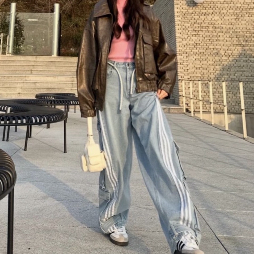 adidas - adidas デニムカーゴパンツ 中町綾の通販 by ぷりん's adidas - adidas デニムカーゴパンツ 中町綾の通販 by ぷりん's