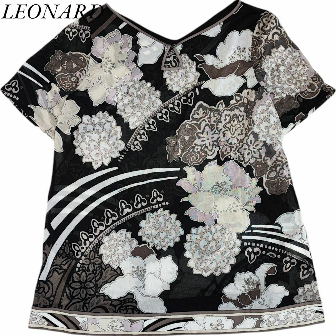 Leonard レオナール 花柄 チュニックブラウス カットソー 半袖 642 Leonard レオナール 花柄 チュニックブラウス カットソー 半袖 642
