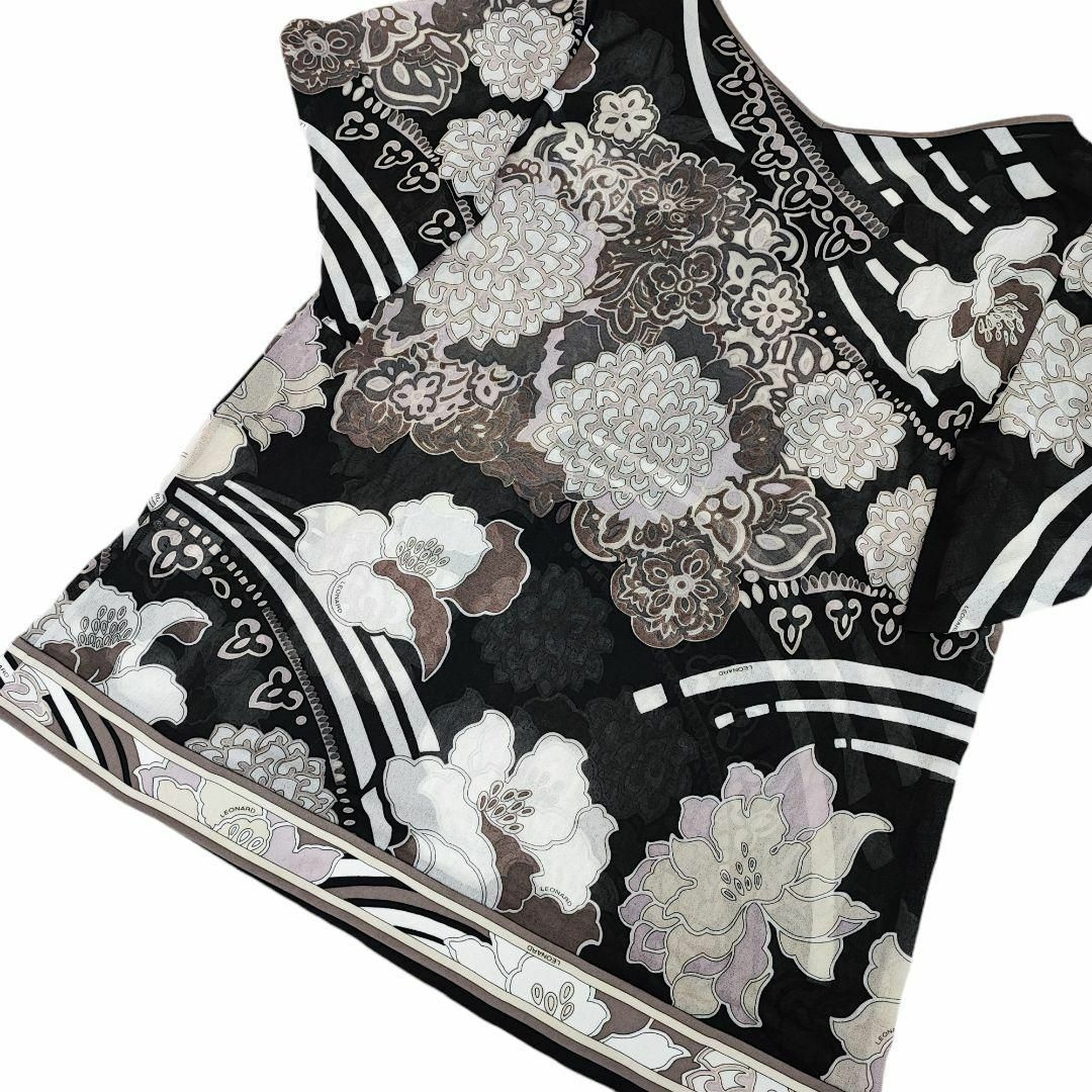 Leonard レオナール 花柄 チュニックブラウス カットソー 半袖 642 Leonard レオナール 花柄 チュニックブラウス カットソー 半袖 642