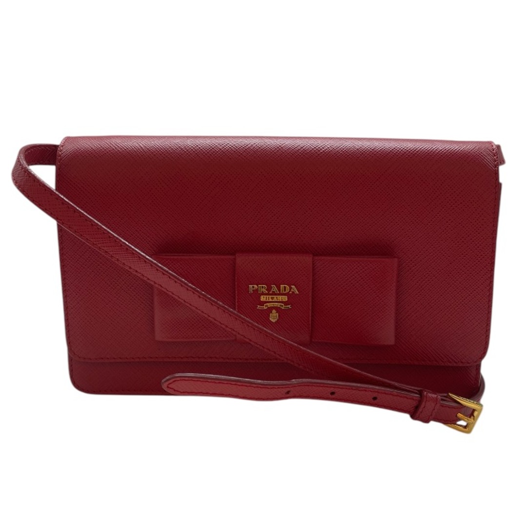 PRADA - 　プラダ PRADA ショルダー ウォレット レッド サフィアーノ レディース ショルダーバッグ