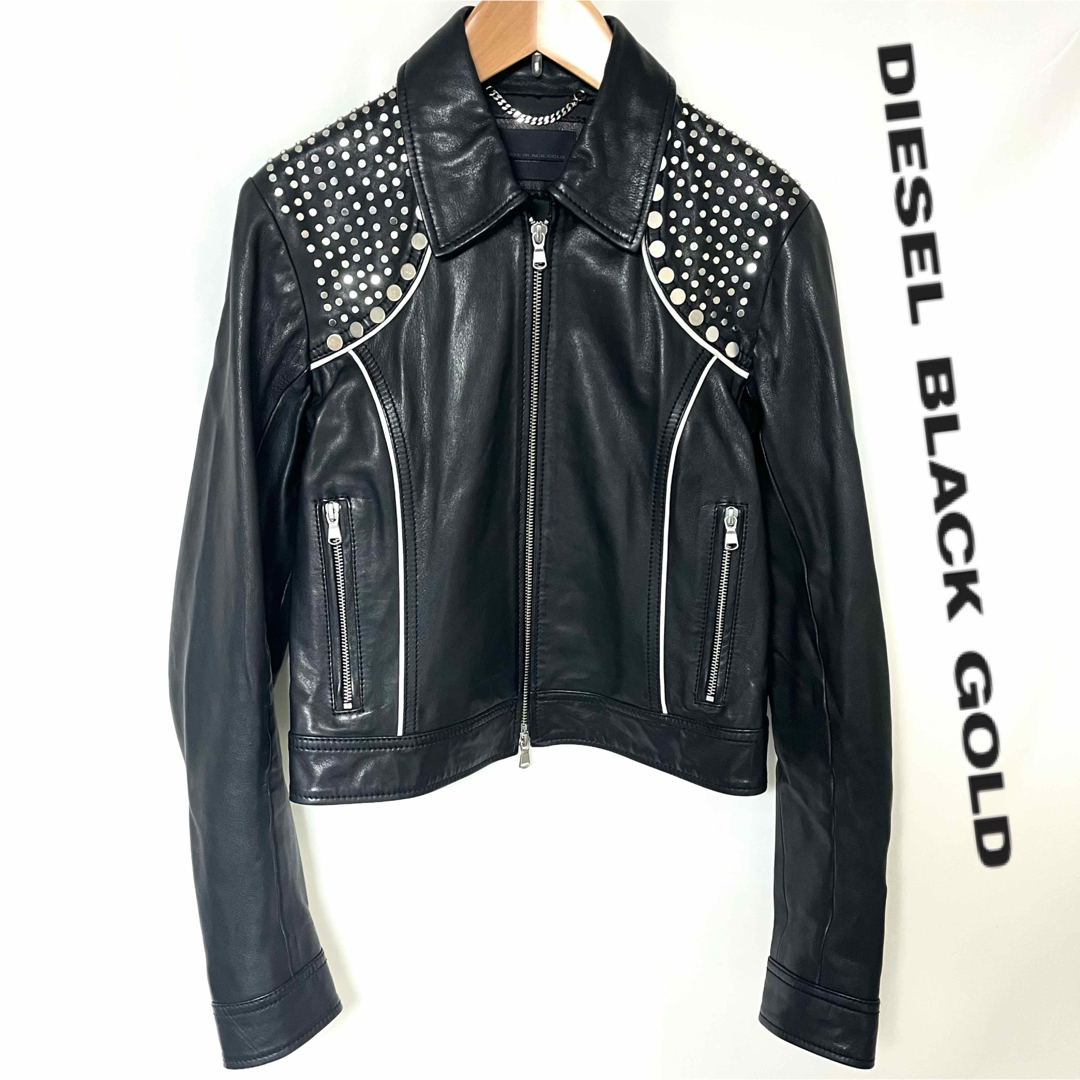 DIESEL BLACK GOLD スタッズ レザー ライダース ジャケット L DIESEL BLACK GOLD スタッズ レザー ライダース ジャケット L