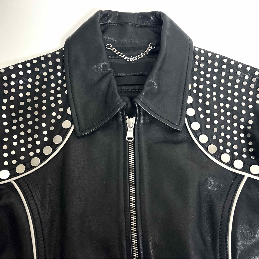 DIESEL BLACK GOLD スタッズ レザー ライダース ジャケット L DIESEL BLACK GOLD スタッズ レザー ライダース ジャケット L
