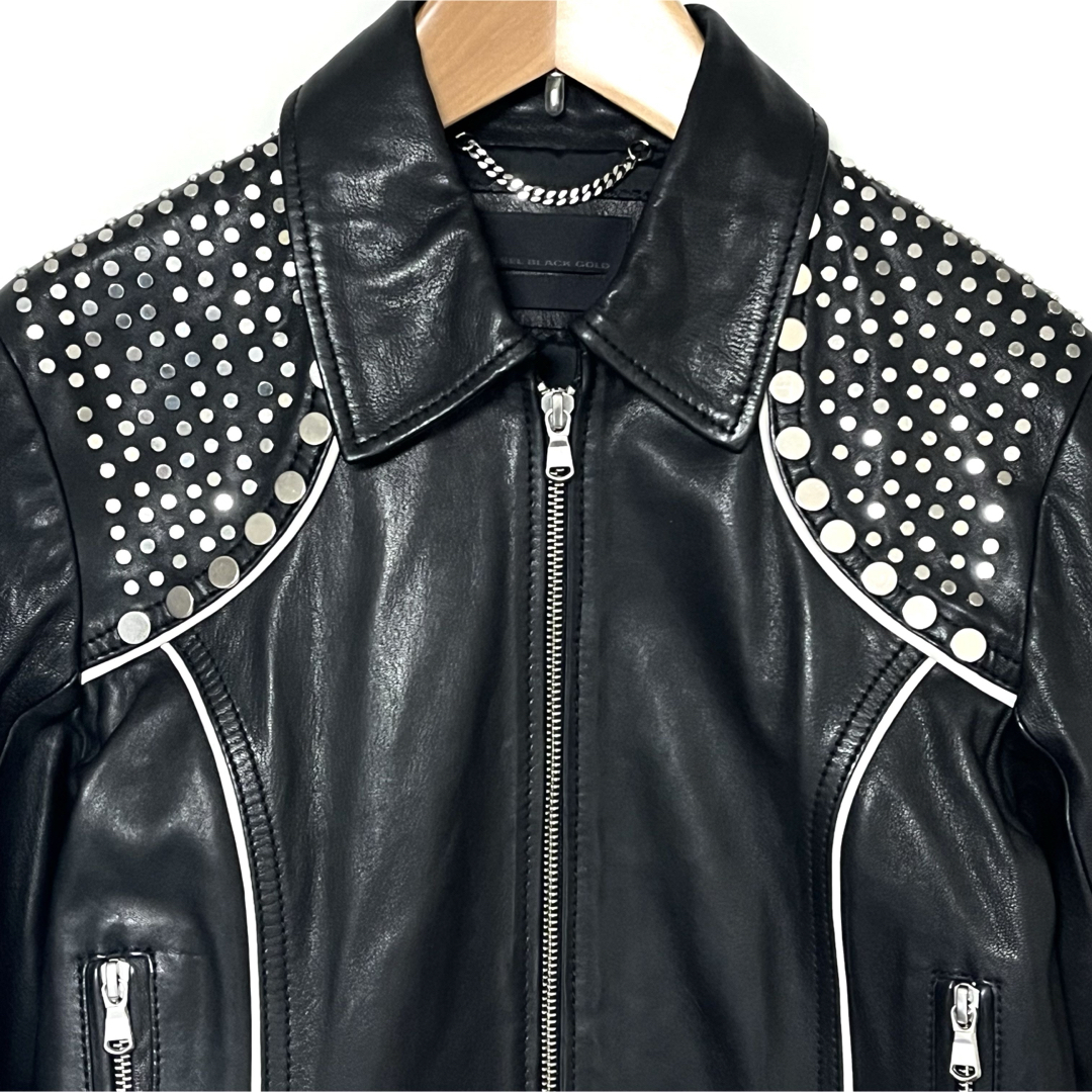 DIESEL BLACK GOLD スタッズ レザー ライダース ジャケット L DIESEL BLACK GOLD スタッズ レザー ライダース ジャケット L