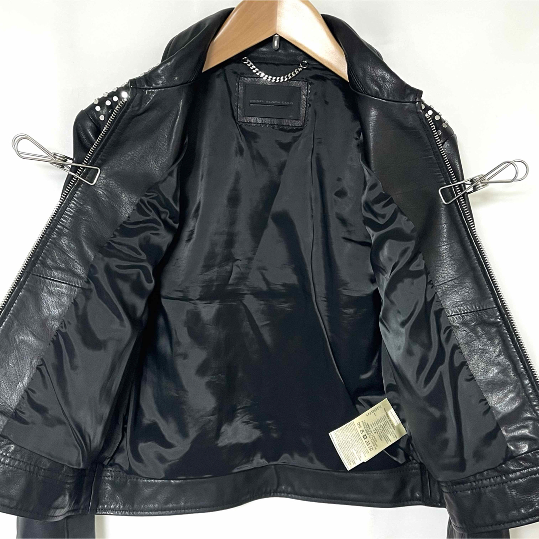 DIESEL BLACK GOLD スタッズ レザー ライダース ジャケット L DIESEL BLACK GOLD スタッズ レザー ライダース ジャケット L