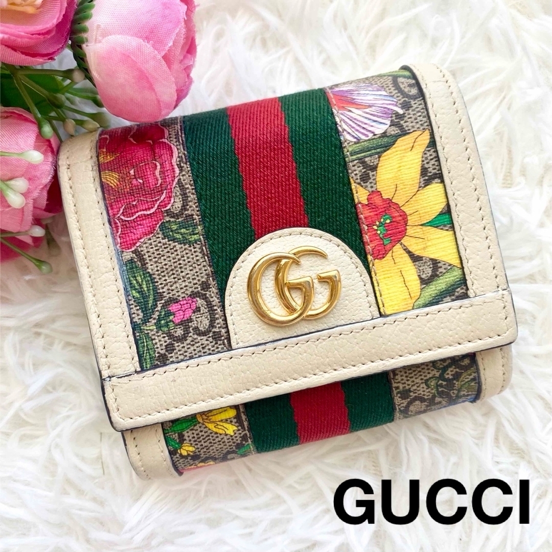 グッチ 三つ折り財布 フローラ オフディア シェリーライン グッチ 三つ折り財布 フローラ オフディア シェリーライン