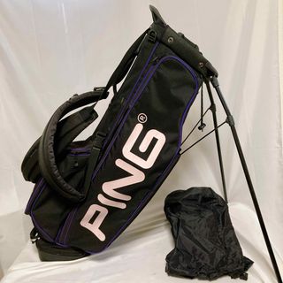 PING ピン スタンド付きキャディバッグ か黒 8.5型 黒 紫 フード付き PING ピン スタンド付きキャディバッグ か黒 8.5型 黒 紫 フード付き