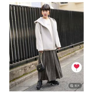 ローリーズファーム(LOWRYS FARM)の【数回着用】ローリーズファーム　メリノフードショートコート　グレー　M (その他)