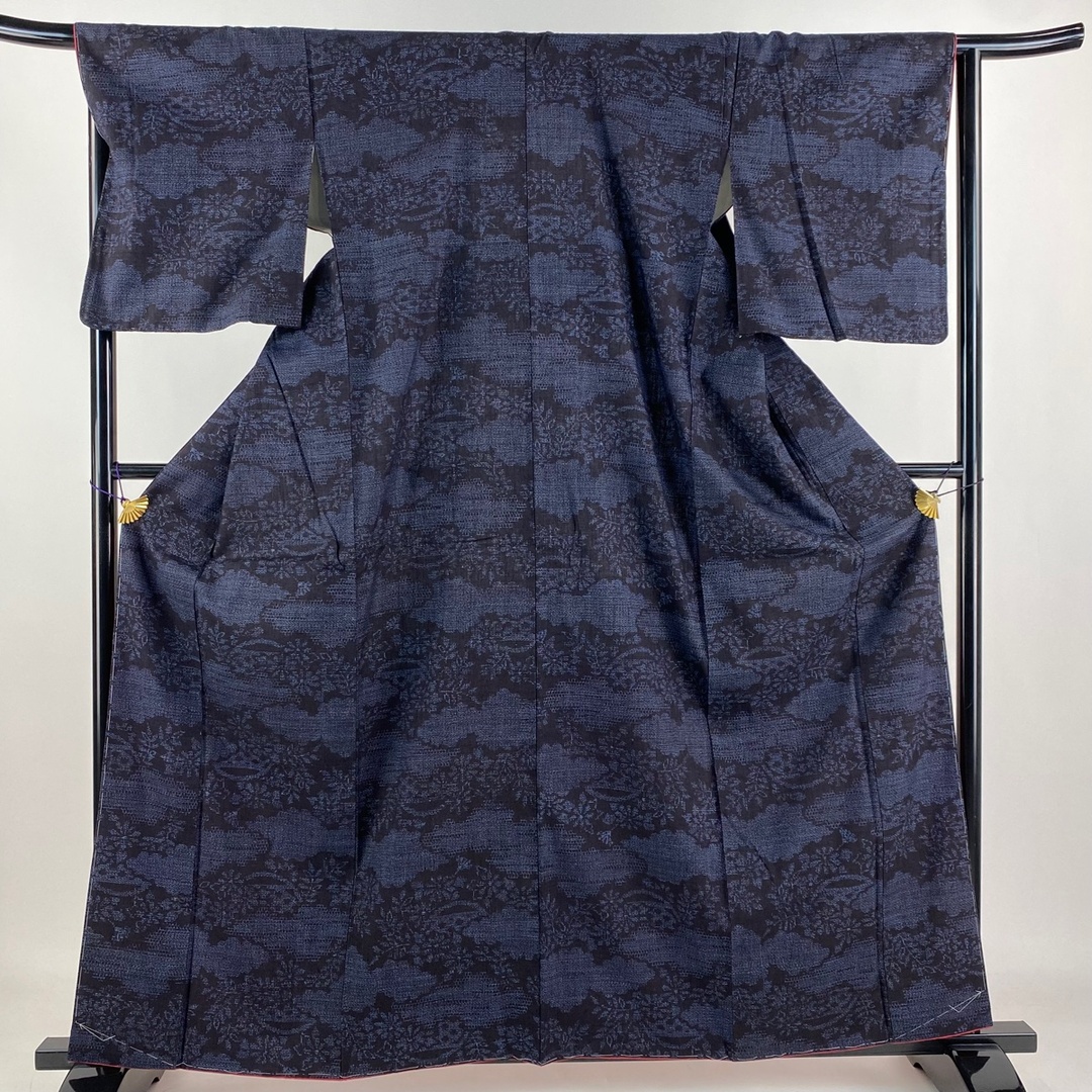 結城紬 身丈162.5cm 裄丈66.5cm 正絹 逸品 【中古】