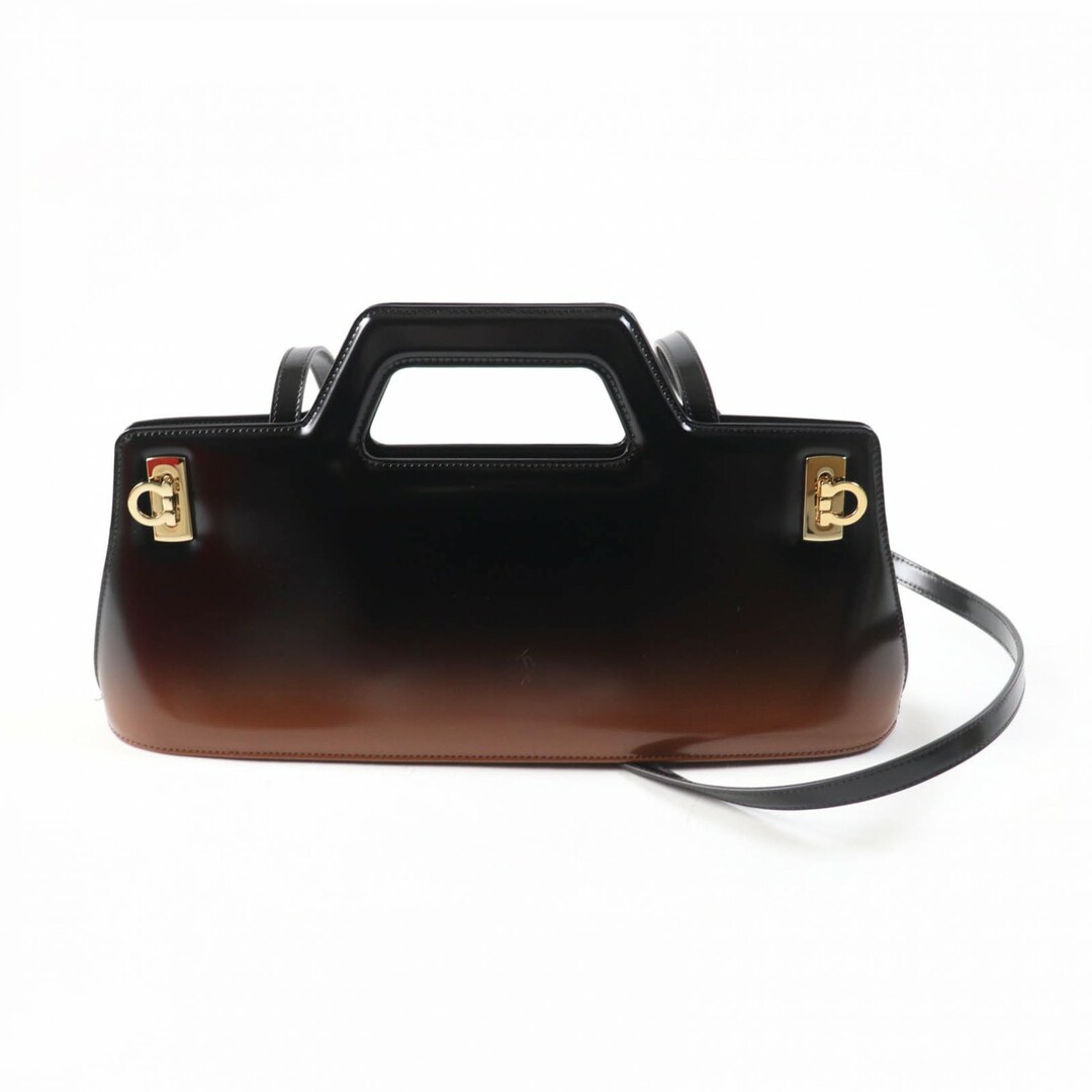 Salvatore Ferragamo - 極美品★Salvatore Ferragamo サルヴァトーレフェラガモ WANDA トップハンドル ガンチーニクロージャ―付 2way カーフレザー ハンドバッグ ショルダーバッグ ブラウン 保存袋付き イタリア製 レディース 定価330,000円