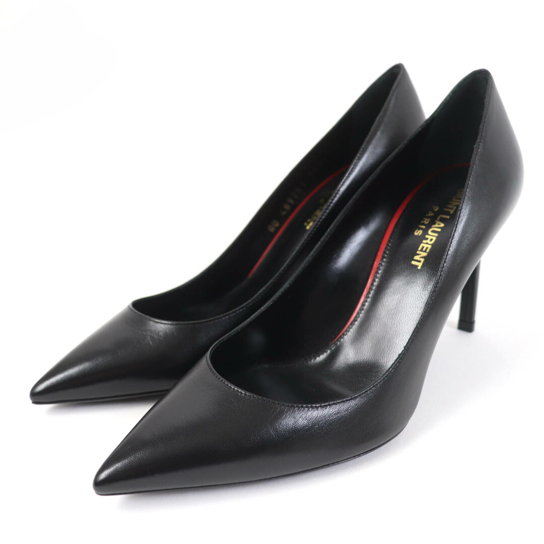 SAINT LAURENT - 極美品☆SAINT LAURENT PARIS サンローランパリ 489751 アニヤ ポインテッドトゥ レザー パンプス ブラック 36.5 箱・保存袋付き イタリア製 レディース 定価137,500円