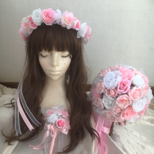 値下げ】 sold ピンク系♡ブーケ、ブートニア、花かんむり out! ヘア ... ♪ミナペルホネン woolly ball♪95くるみボタン ヘアゴムハンドメイド