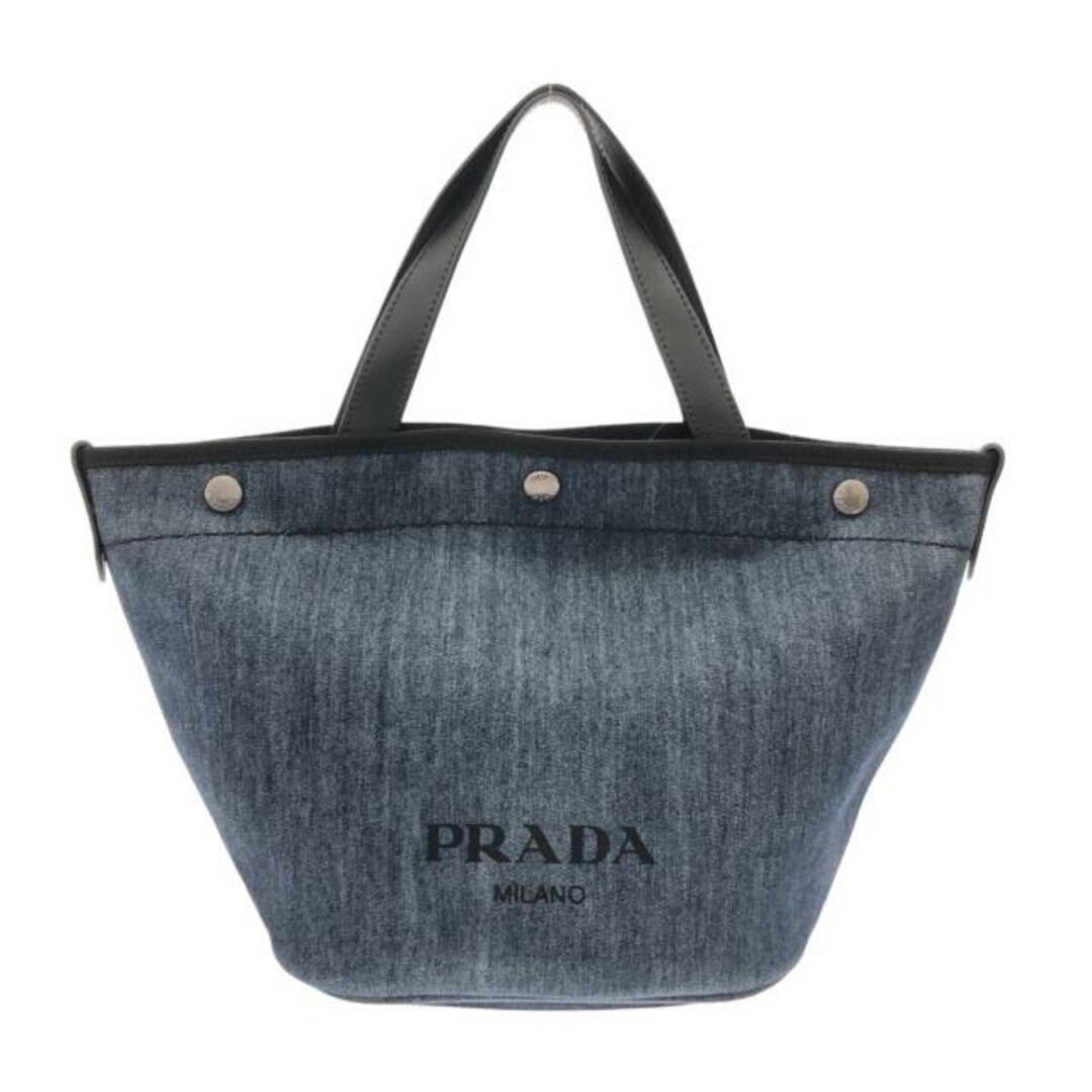 PRADA - PRADA(プラダ) トートバッグ - 1BG244 ダークネイビー×黒 デニム×レザー