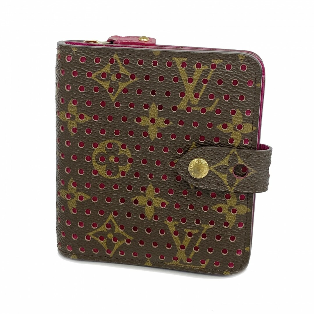 LOUIS VUITTON - 【4te4925】ルイヴィトン 財布 モノグラムペルフォ コンパクトジップ M95188 フューシャ【中古】レディース