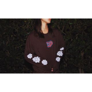 SSD pixel flower long sleeve T/brown(Tシャツ(長袖/七分))