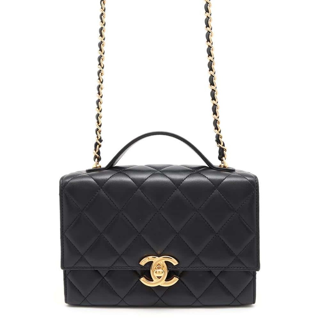 CHANEL - シャネル チェーンショルダーバッグ マトラッセ ココマーク ラムスキン CHANEL 2wayハンドバッグ 黒