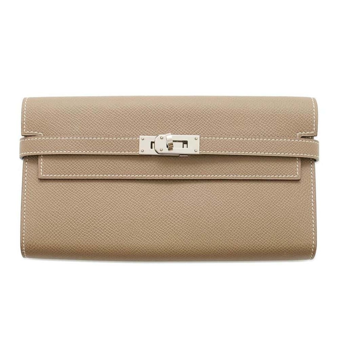 HERMES - エルメス 長財布 ケリーウォレット ロング エトゥープ/シルバー金具 エプソン D刻印 財布