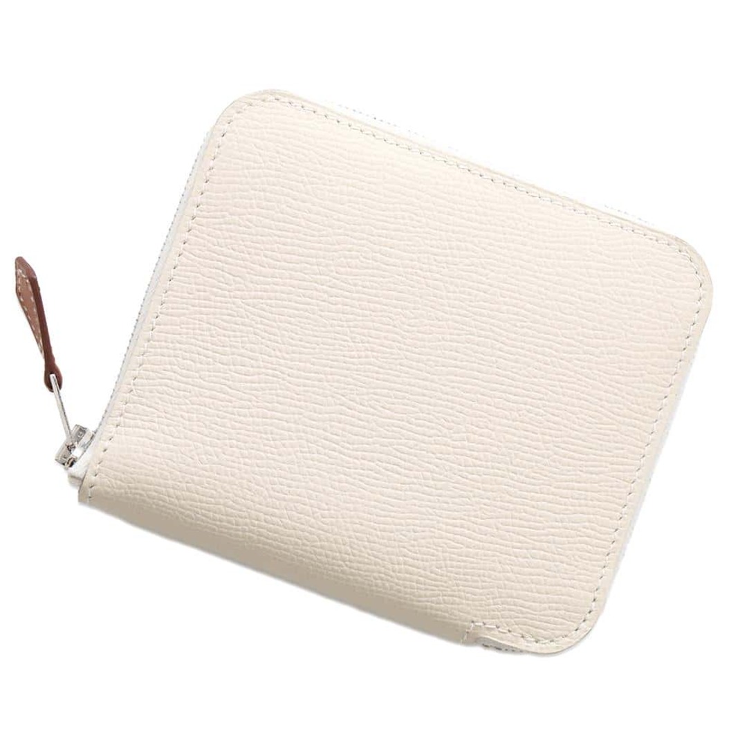 HERMES - エルメス コインケース アザップコンパクト シルクイン クレ/シルバー金具 エプソン B刻印