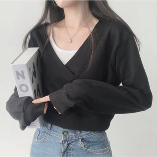 ディーホリック(dholic)のDHOLIC 薄手トップス　スウェット　ギャル　かっこいい　ブラック(トレーナー/スウェット)