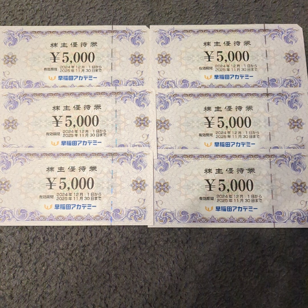 早稲田アカデミー 株主優待券 30000円 早稲田アカデミー 株主優待券 30000円